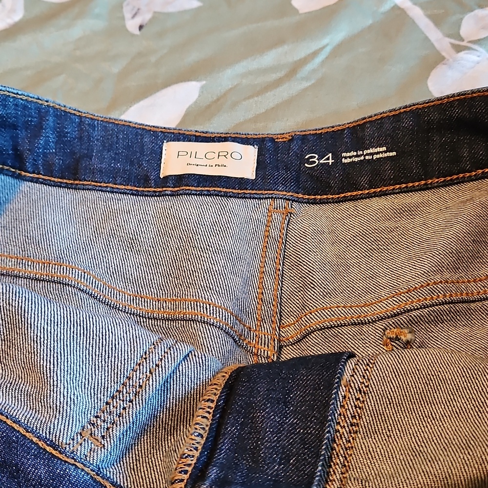 Dark Blue Denim Jeans with Front Patch Pockets - Picture 4 of 12